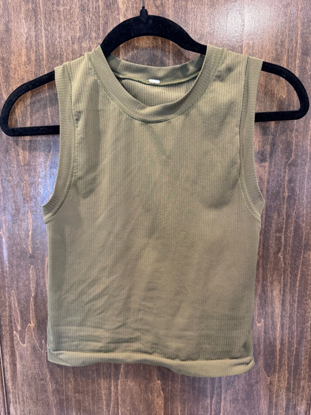 Athleta Ribbed Olive Tank - Sleeveless Crew Neck